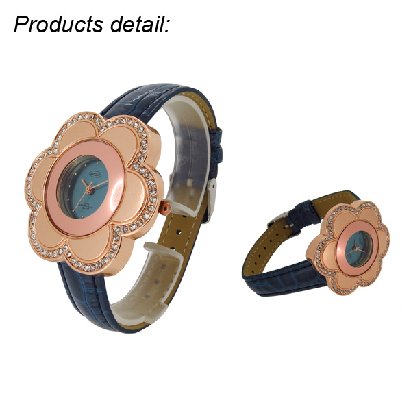 Custom Flower Shape Leather Wristband Watch 1 ATM Ladies Analog Watch