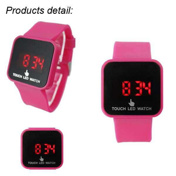 Promotion Pink Silicone LED Watch Digital Touch Screen Watches For Girl