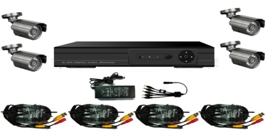 Weatherproof H.264 Digital Video Recorder, 4 Channel DVR Camera Kits with 420 TVL CMOS CCTV IR Camera