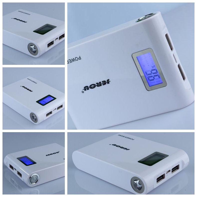 8400mAh 5Volt Double USB GPS Power Bank LED Display Screen White