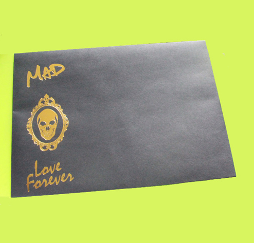 reusable black Custom Printed Envelope of foil logo golden stamping