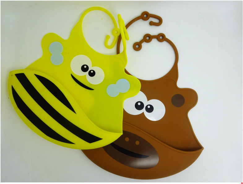 Yellow / Brown Silicone Baby Products Lovely Baby Silicone Bibs