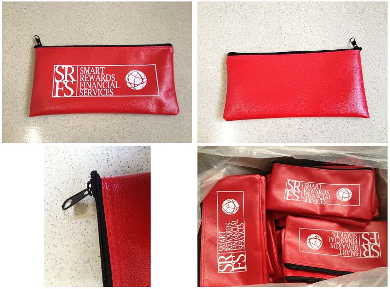 Red 0.8 Thickness PVC Money Package Zipper Bank Bags with Logo OEM