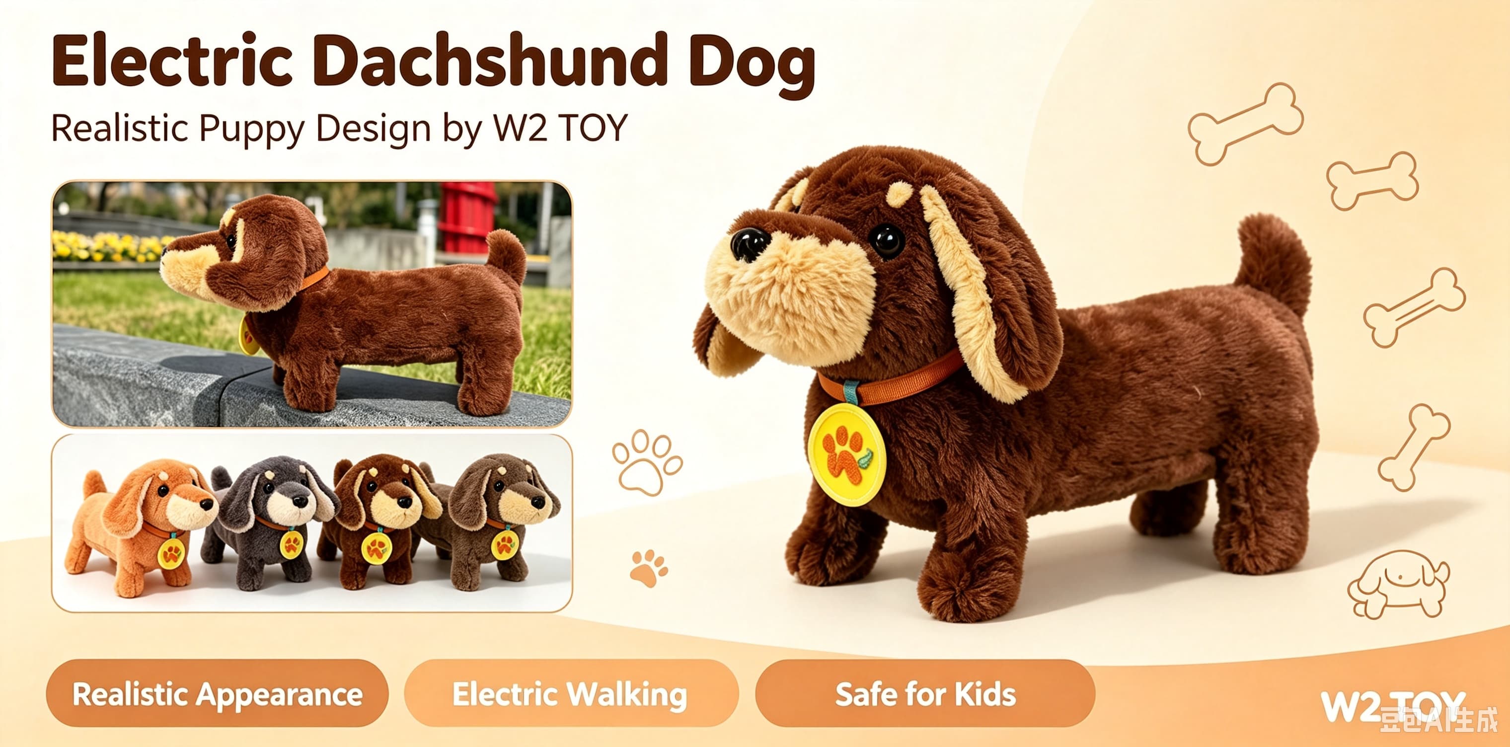 Cute Long Body Dachshund Dog Plush Stuffed Toy