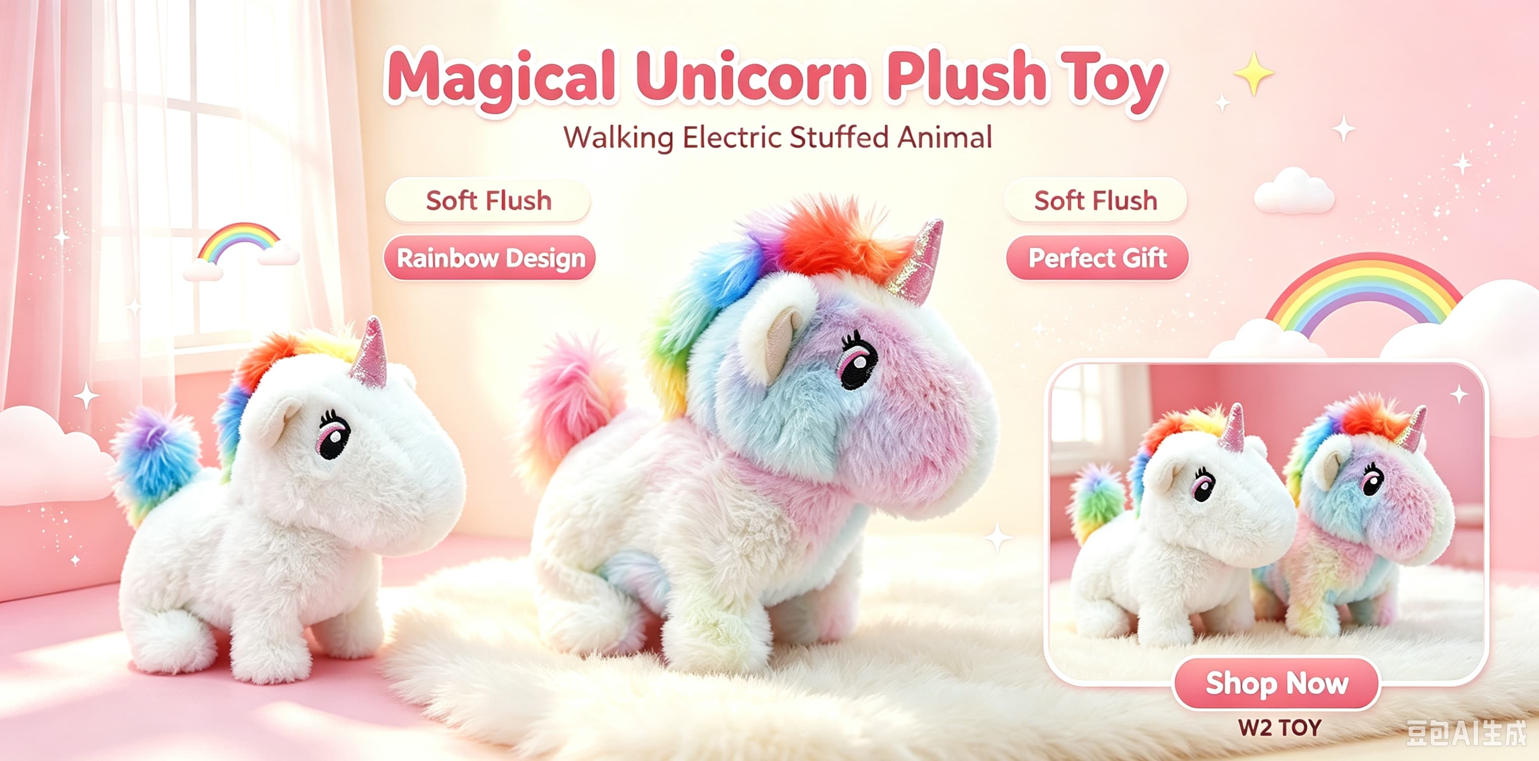 Rainbow Unicorn Soft Stuffed Plush Doll For Gift
