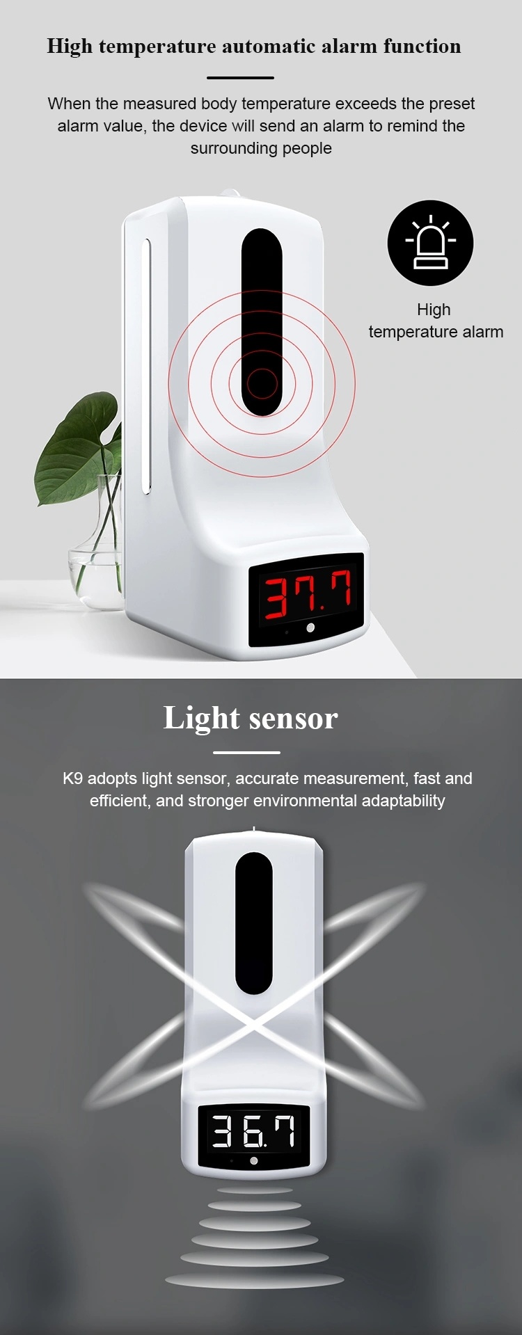 Automatic Sensor Temperature Measurement Hand Sanitizer Dispenser