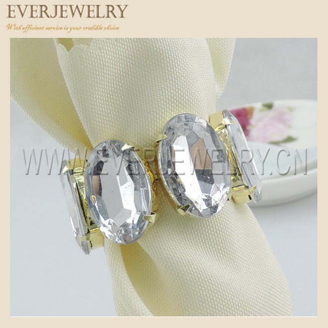 Brilliant Oval Acrylic Rhinestone Napkin Rings for Wedding Favor