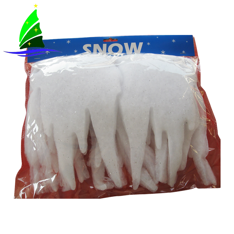 Floco de Neve Artificial Glittered Icicle Fringe Artificial Snowflake Glittered Icicle Fringe
