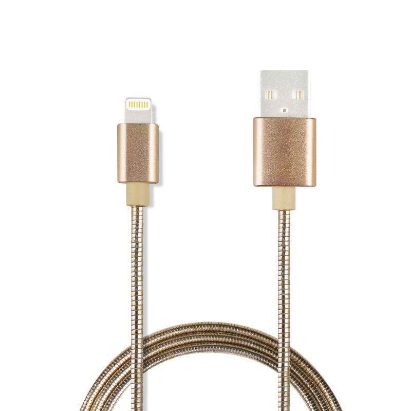 Spring Metal Braid Sync and Charge USB Cable for Apple 8-Pin Devices