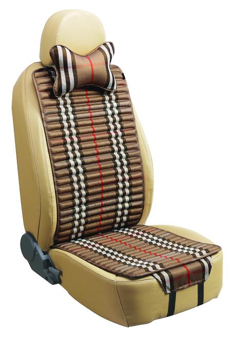 Car Seat Cover Flat Shape Double Sides Use with Checked Flax and Pleuche-Beige