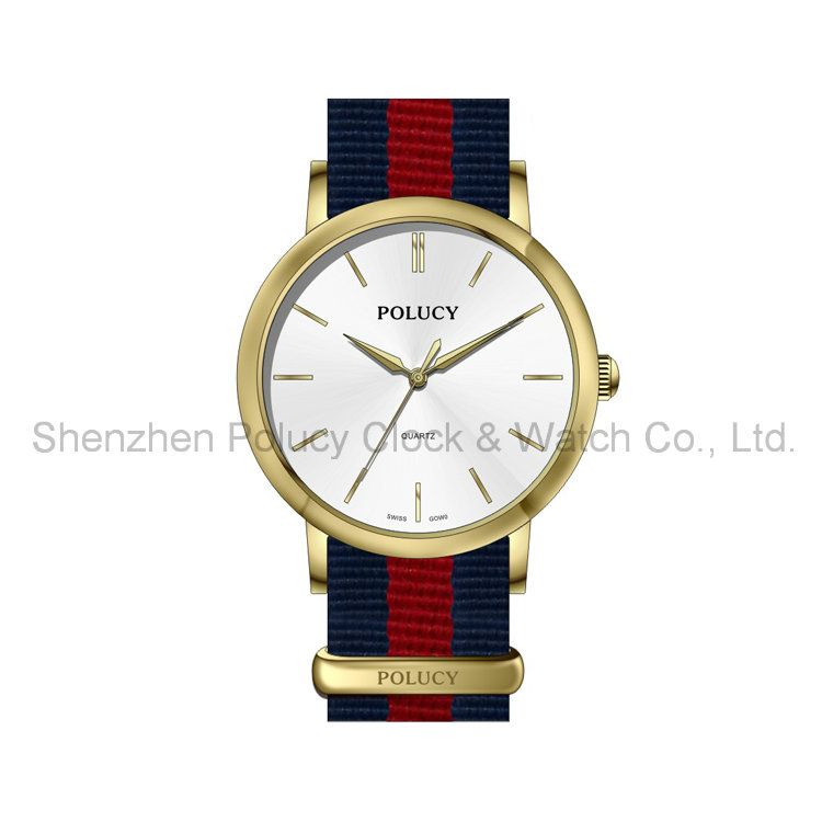 Women Colorful Leather Nylon Strap Man Wrist Watch Fashion Clock China Wholesale