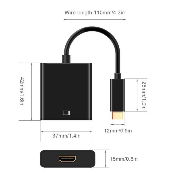 สายเคเบิล USB Type C เป็นอะแดปเตอร์ HDMI ตัวแปลง USB 3.1 เป็น HDMI
