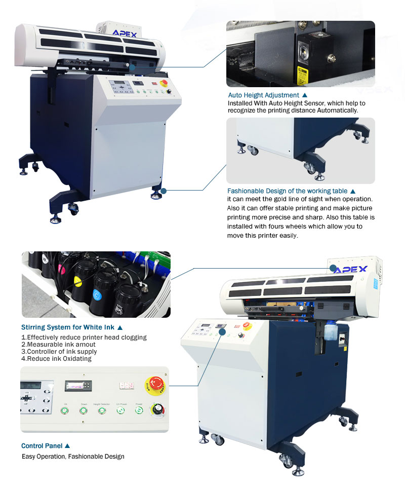 Upgrade UV Flatbed Printer with Moveable Stand, Factory Price with training