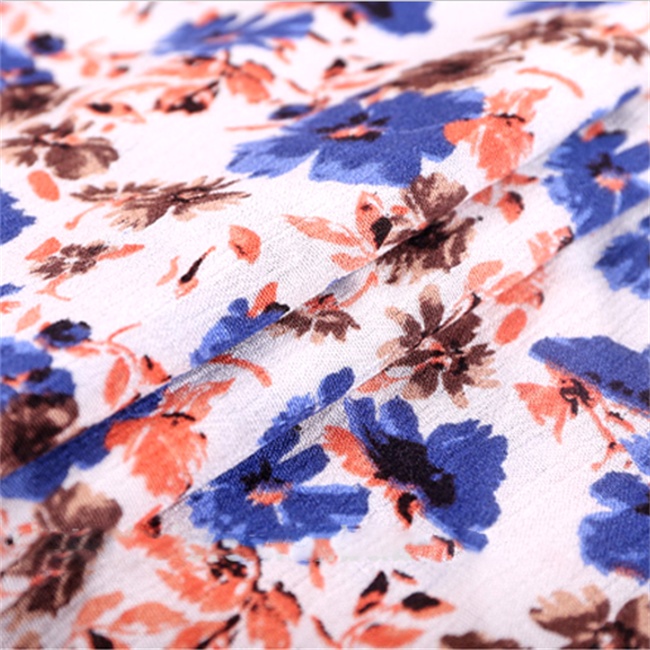 Flora Printed Dress 100 Viscose Spandex Crepe Cloth
