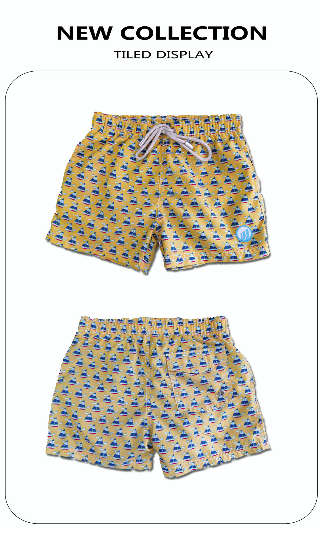 110GSM 100% polyester digital tryck snabb torr full elastisk midja kort foder vattenavvisande barnswimshort