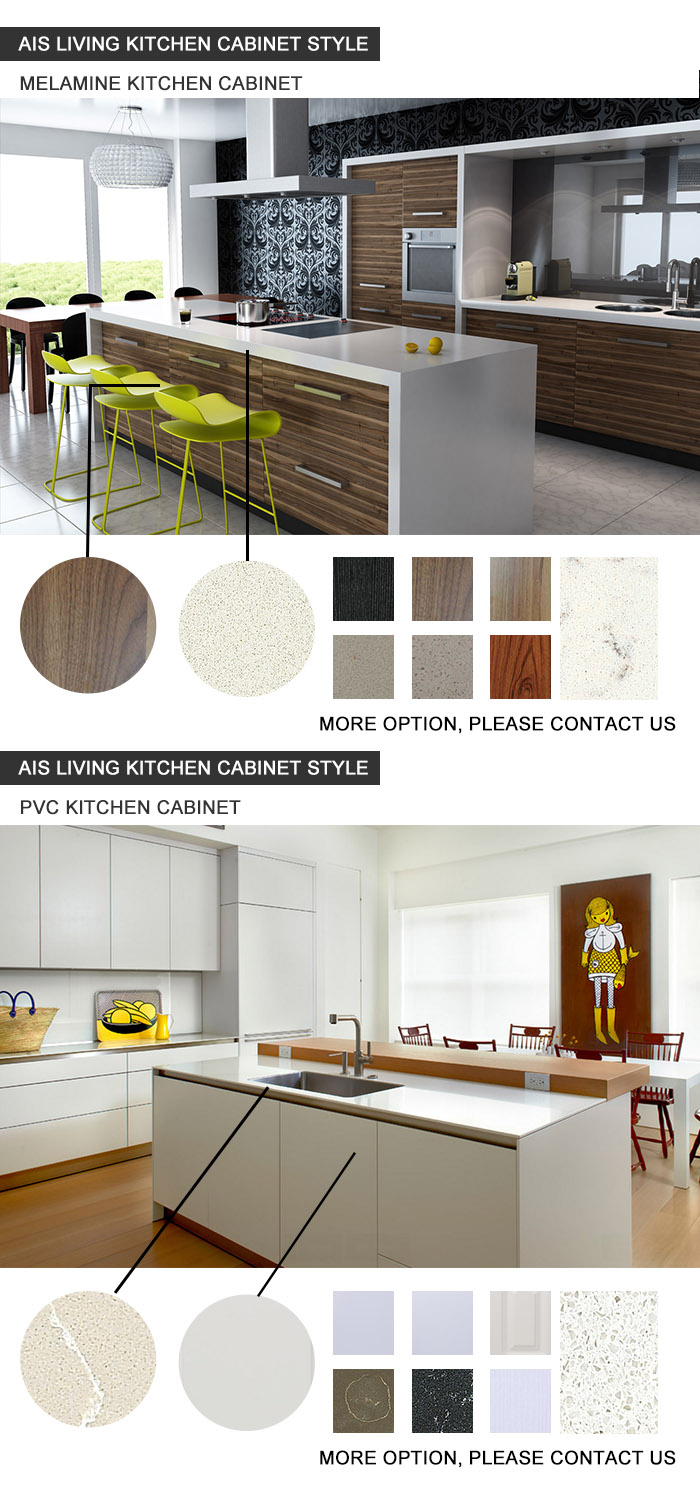 U-Shape Double Colour Kitchen Cabinets Furniture (AIS-K973)