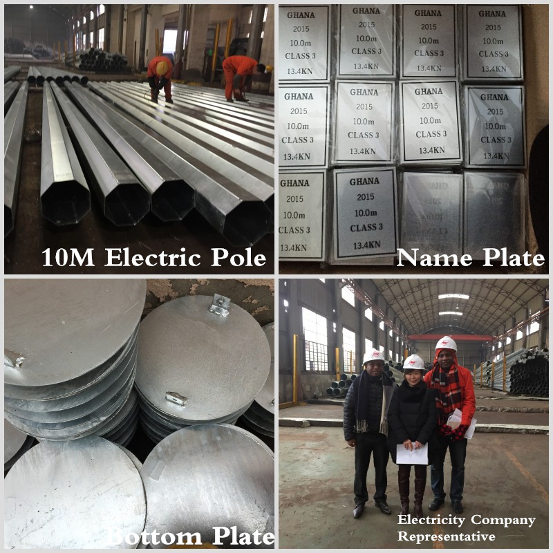 35FT 3mm Thickness Galvanized Electric Utility Pole