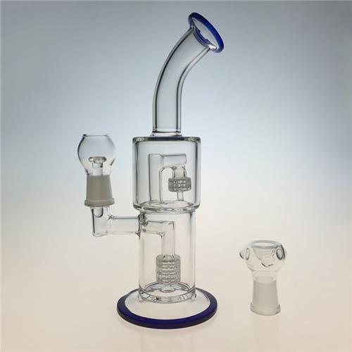 Curved Arm Showerhead Glass Smoking Water Pipes to Birdcage Percolater (ES-GB-358)