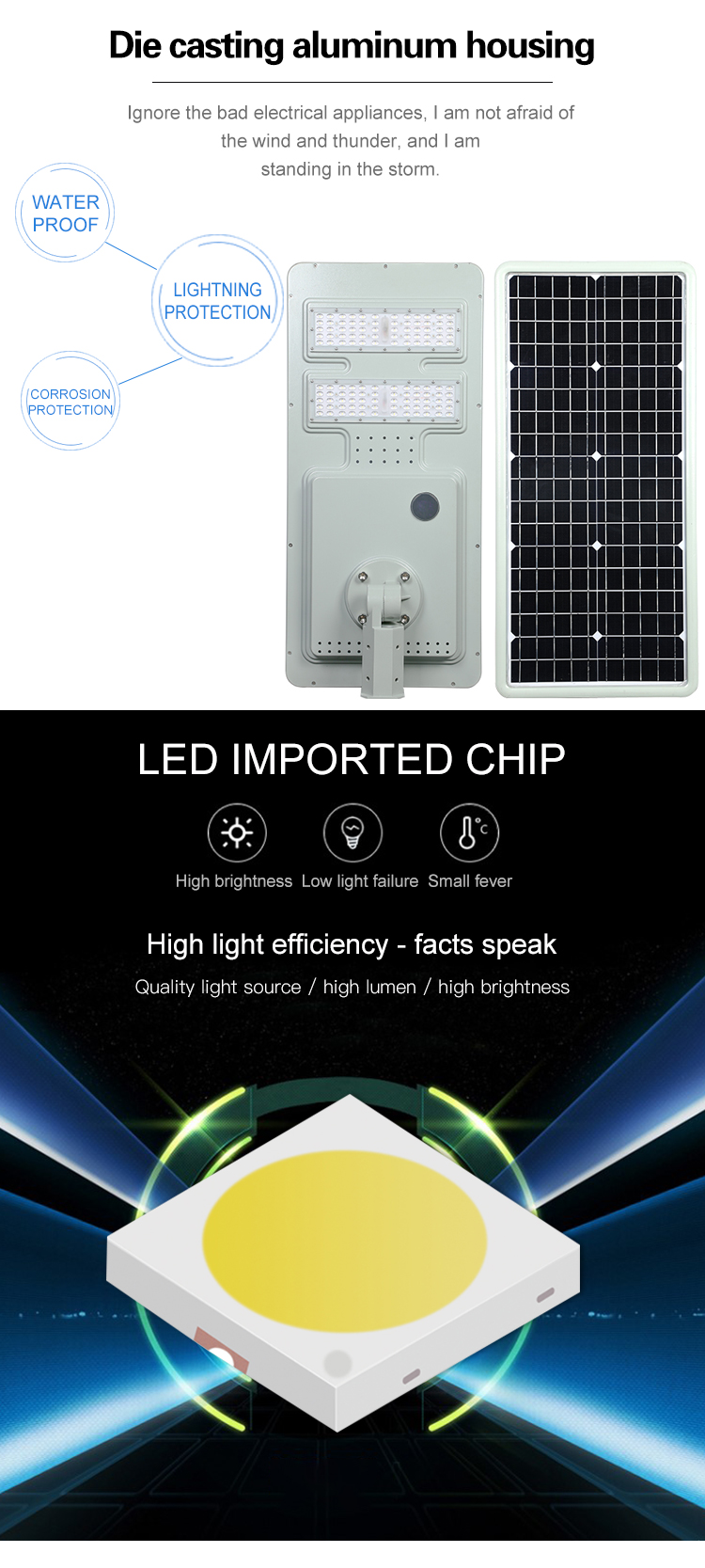 Long life outdoor LED solar street light