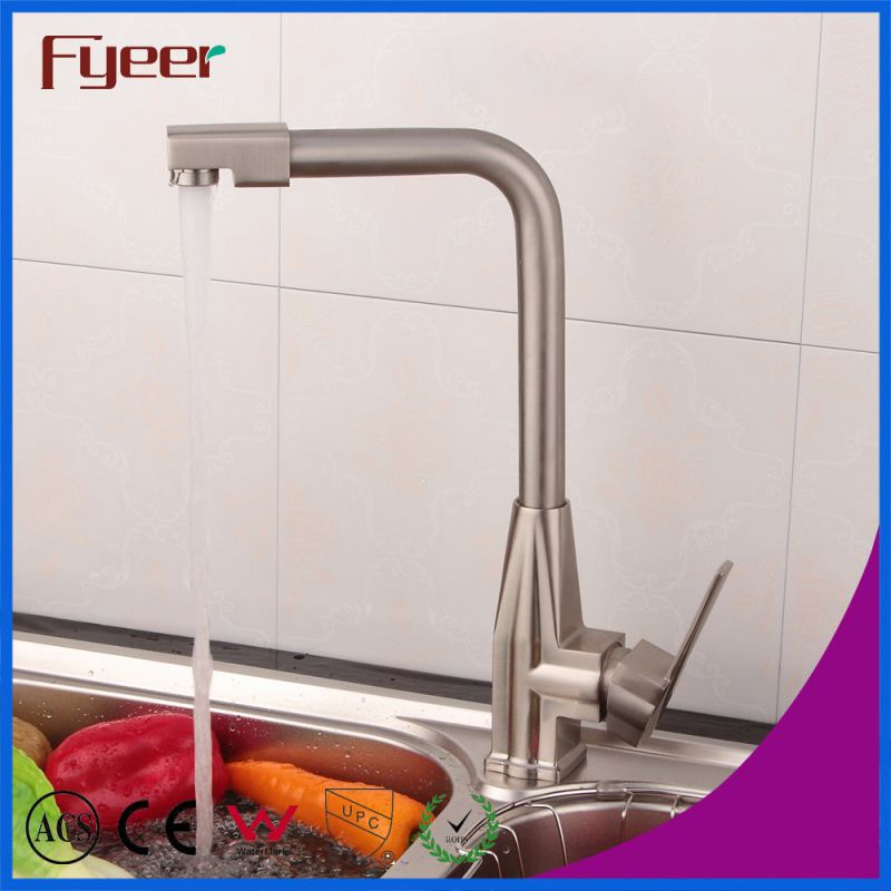 Fyeer Nickle Brushed Kitchen Sink Mixer with Swivel Spout