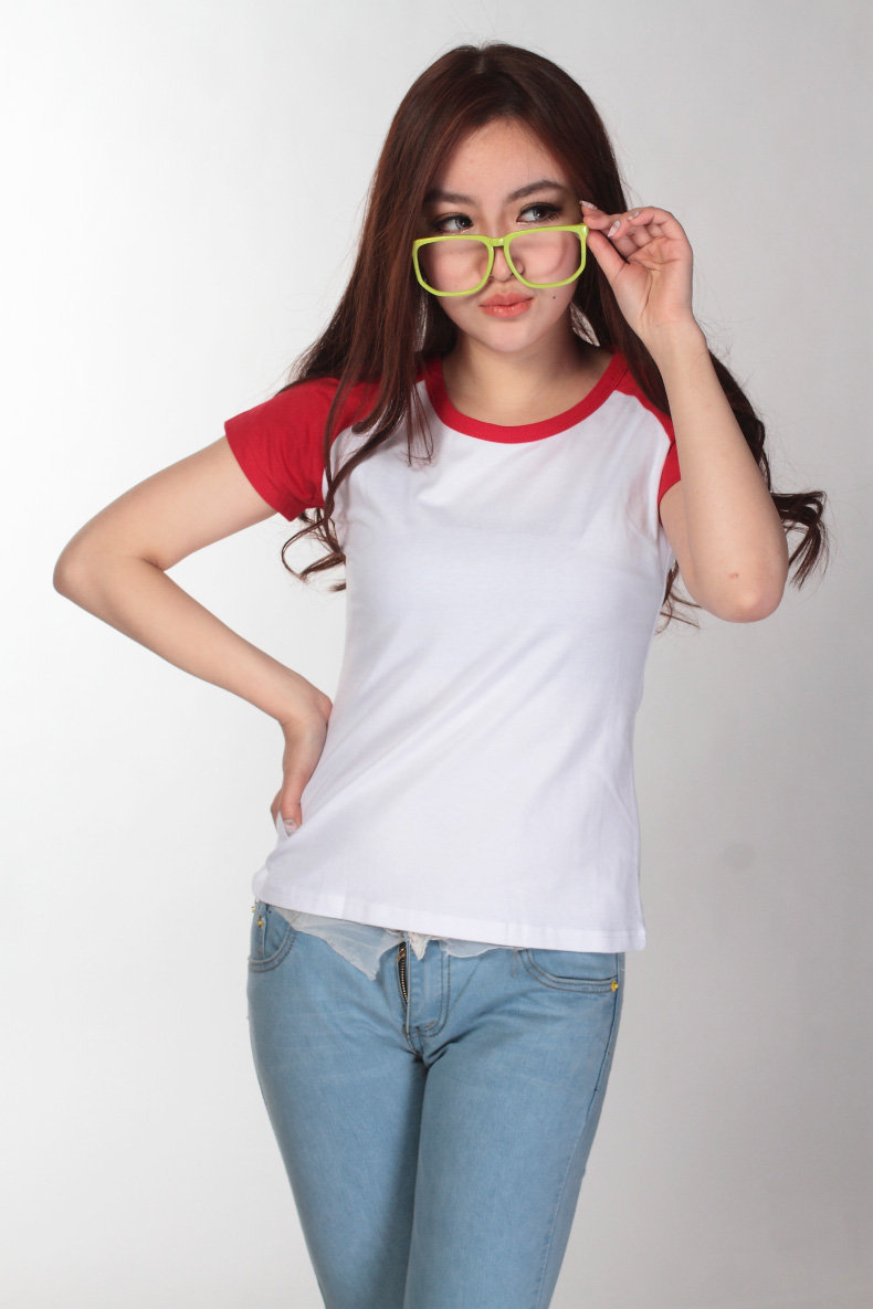 Wholesale Plain Women T Shirt Blank Raglan Sleeve Tshirt (TW-025)