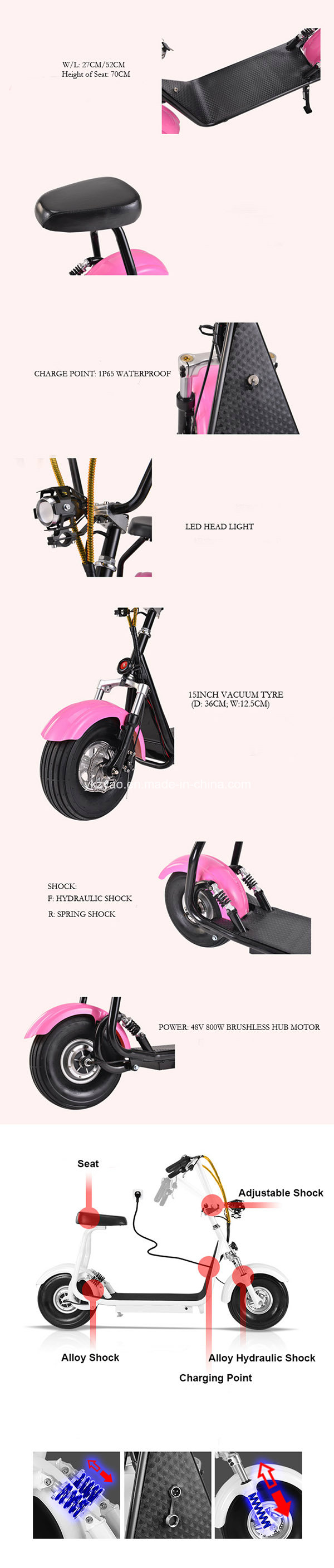 2016 Most Fashionable Smart Harley Electric Scooter Citycoco Scooter Two Big Wheels for Cool Sports Small Harley Scooter