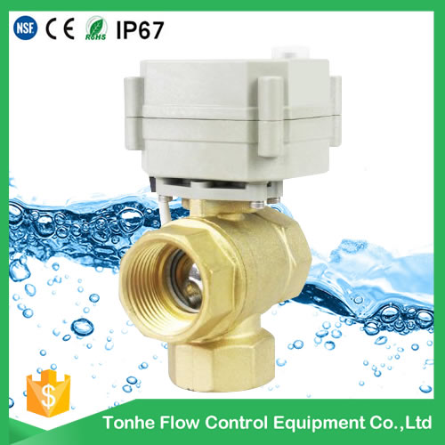 3 Way Type Brass Electric Ball Valve Cr202 2 Wires