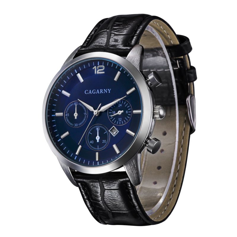 6832 Wristwatch for Men 43mm Case Multi-Function Date Window 3eyes