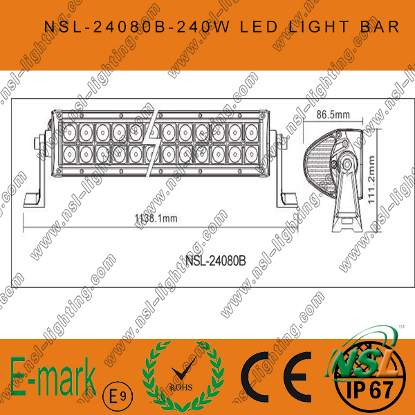 80PCS*3W 42inch LED Light Bar, Spot/Flood/Combo LED Light Bar for Trucks