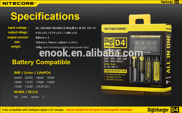 Great Quality Nitecore D4 Charging 4 Batteries