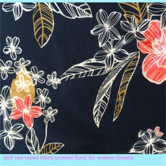 2016 Flower Printed Lady Shirt Viscose Fabric