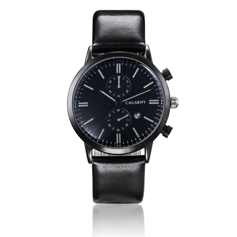 6821 Multifunction Wristwatch Black IP Plated