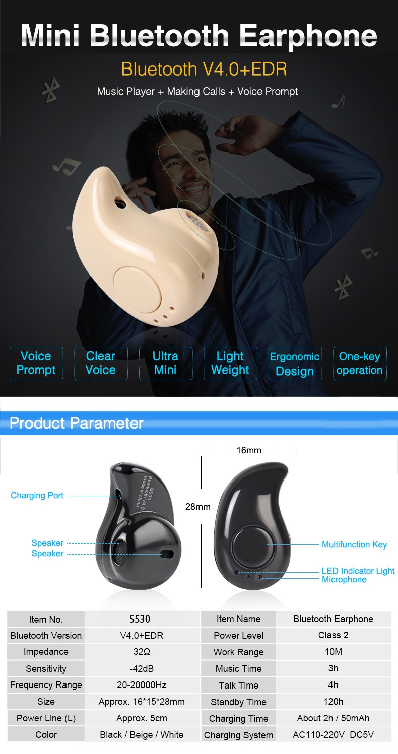 Wireless HiFi Music Invisible Mini Style Earphone