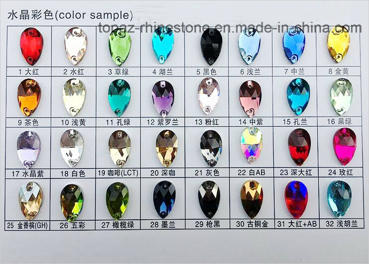 China Wholesale Flat Back Sew on Crystal Pear Rhinestones (SW-pear 11*18mm)