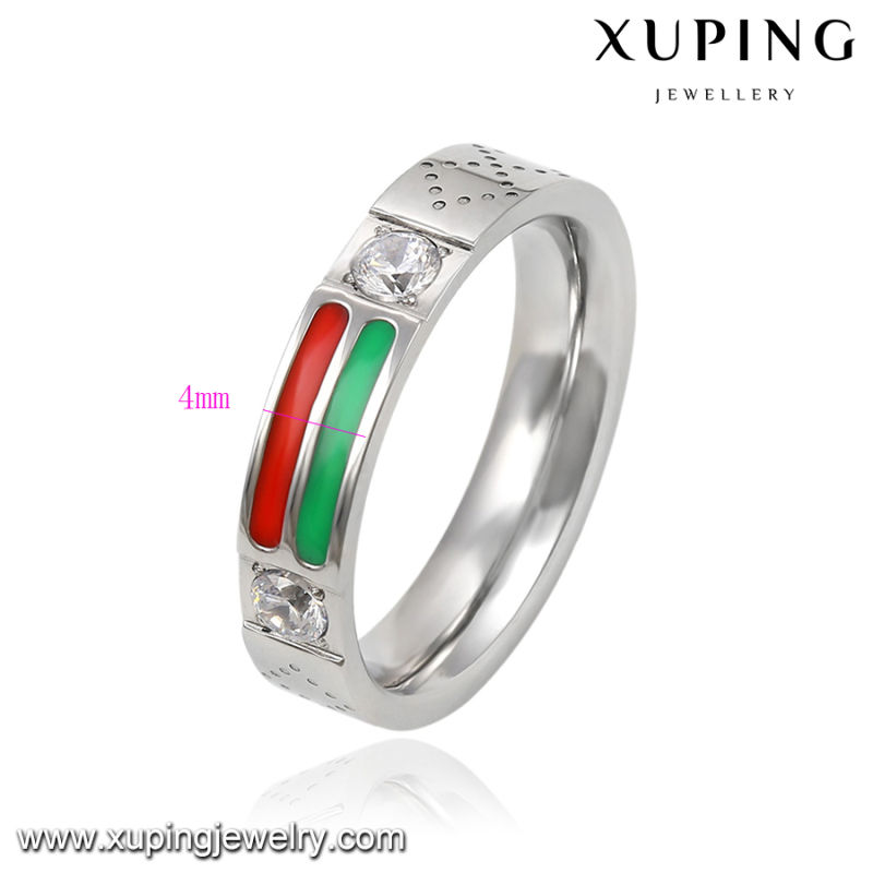 13941 Fashion Cool Silver-Plated Stainless Steel Jewelry Finger Ring with Cubic Zircon