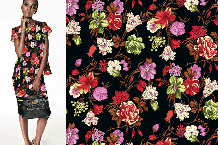 Custom Floral Digital Print Georgette Garment Dress Fabric