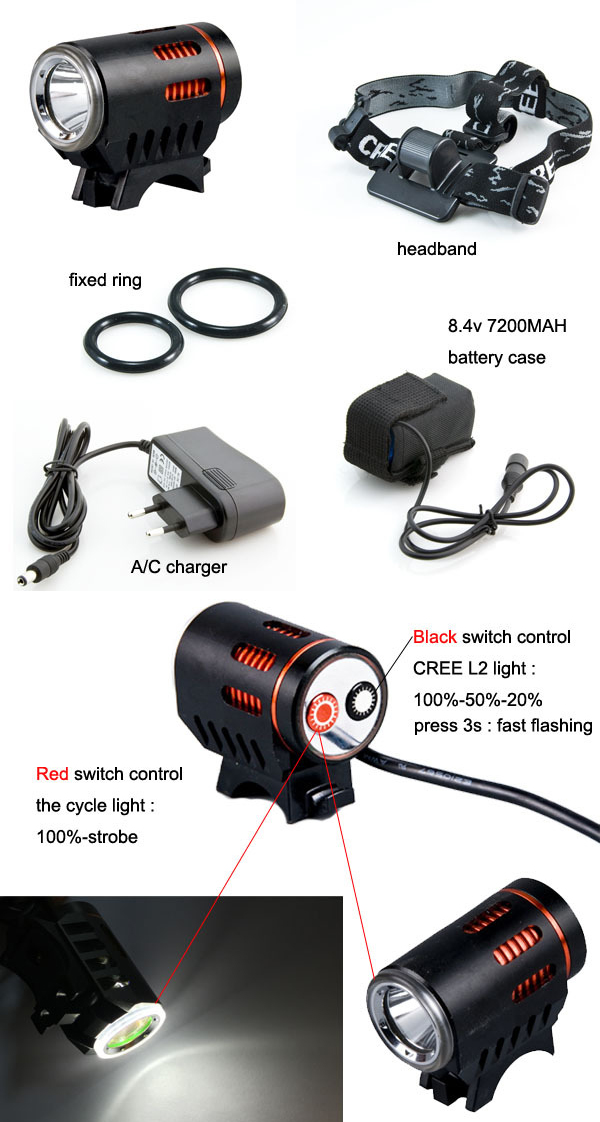 Outdoor High Quality Powered 1* Xm-L T6/L2 LED Range Adjusteable Rechargeable Bycicle/Bike LED Light