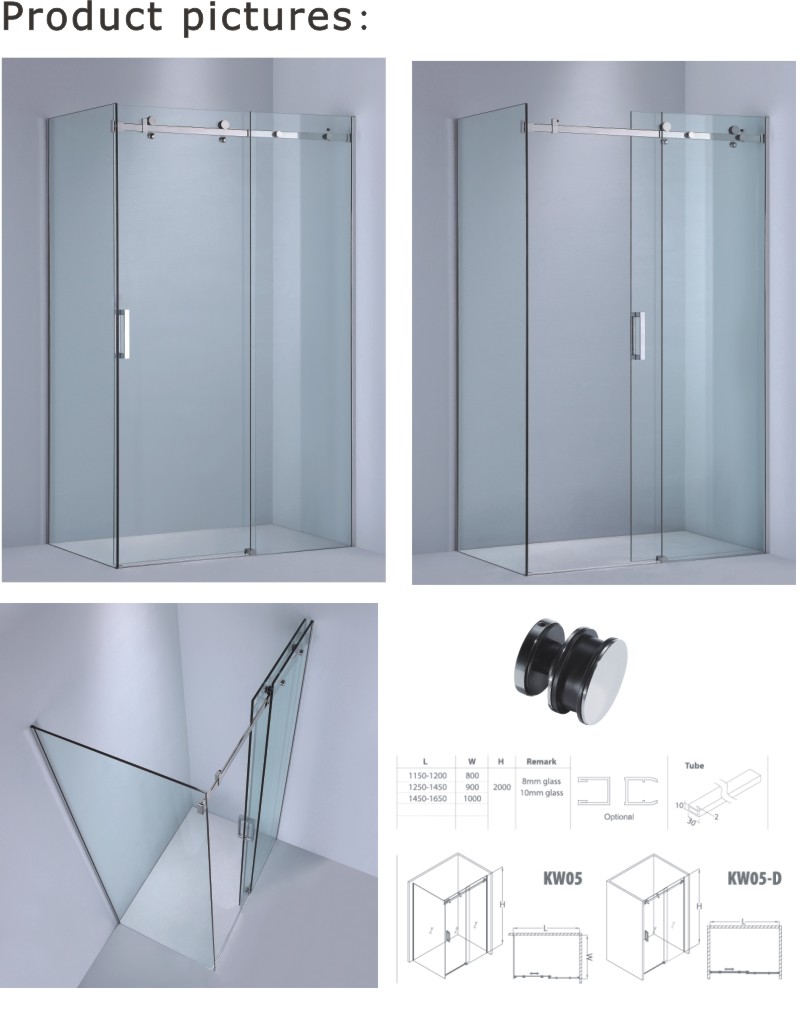 Sliding Stainless Steel Bathroom Shower Enclosure with Ce Certification (KW05)