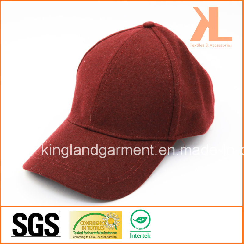 Polyester & Wool Quality Warm Plain Red/Burgundy Baseball Cap