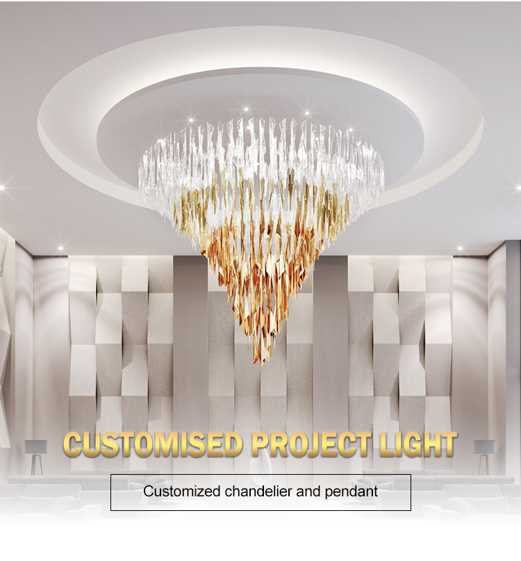 Custom large crystal chandelier for hotel lobby