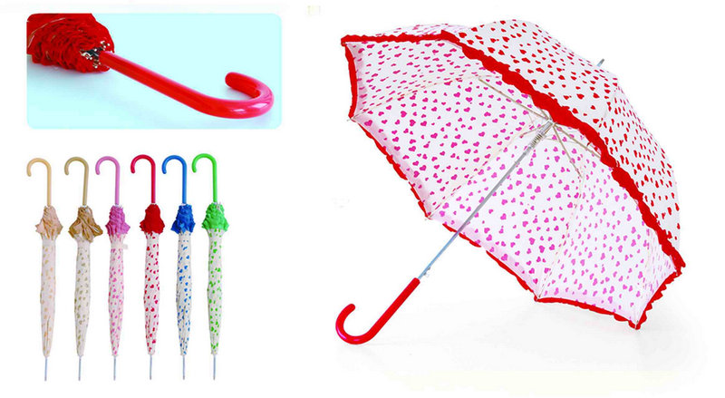 Heart-Print&Skirt Compact Automatic Umbrellas (YS-3FA22083380R)