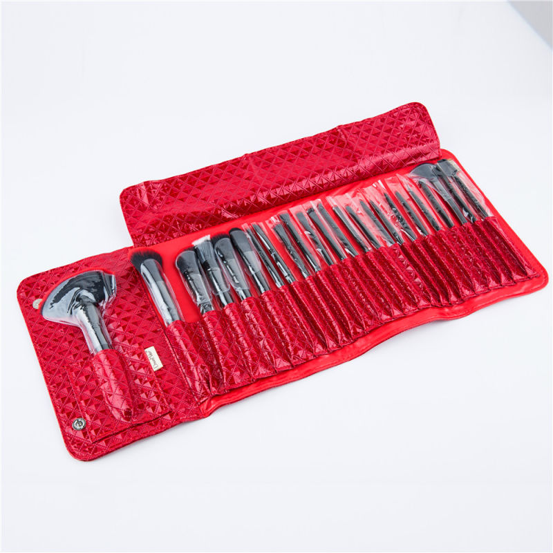 24PCS Red Best Foundation Brushes Personalized Makeup Brushes Sets