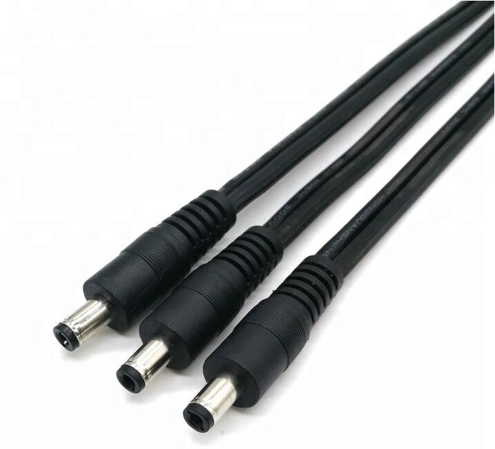 Cable de alimentación de CC macho a macho de PVC negro de 12 V
