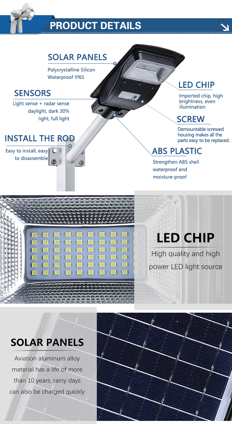 Integrated LED solar street lights