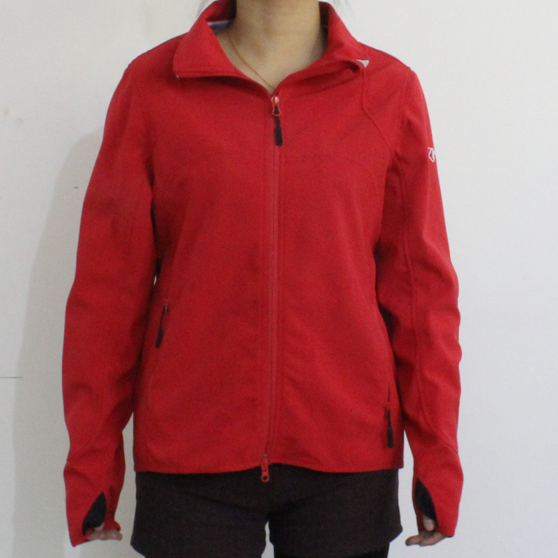 Bright Red 4-Way Stretched Fabric Waterproof Raincoat for Adult Woman