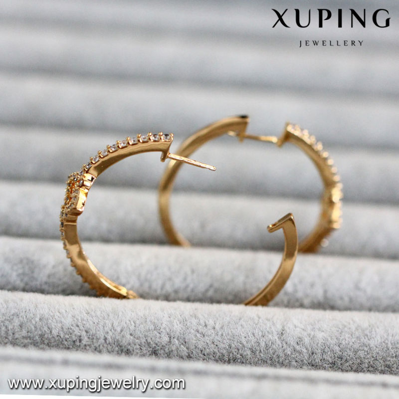 92059 Fashion 18k Gold-Plated Cubic Zirconia Round Jewelry Earring Hoop