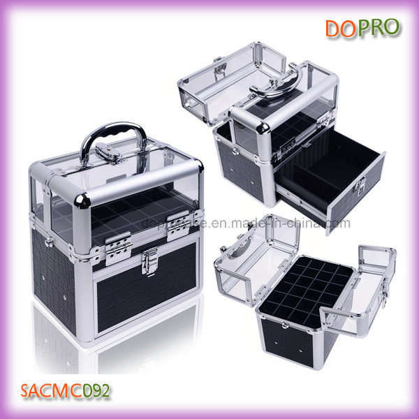 Crocodile PVC and Acrylic Vanity Box Easy Carry Nail Beauty Box (SACMC092)