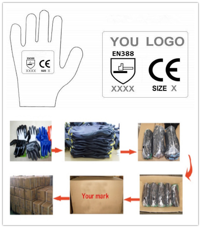 13G Polyester/Nylon PU Finger Tip Coating Glove