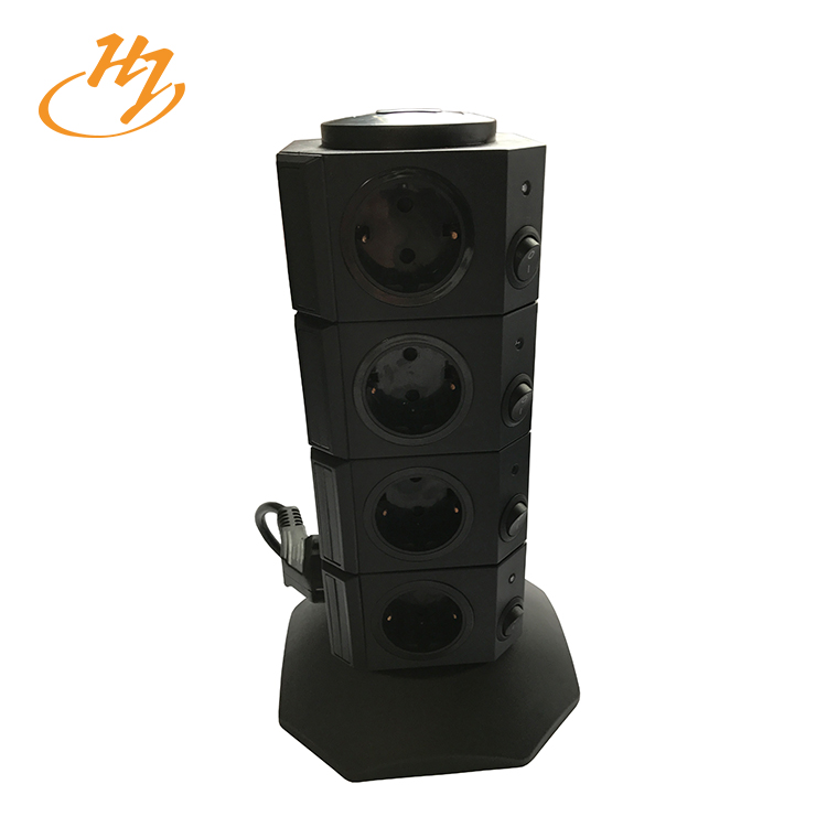 Black 2-USB 4-Layers Vertical Tower Socket Black 2-USB 4-Layers Vertical Tower Socket