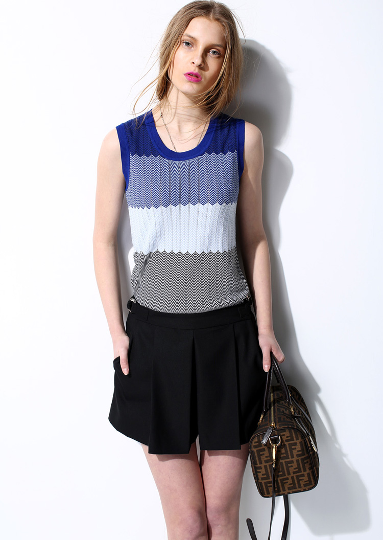 Ladies Color Knit Pullover Sweater Vest